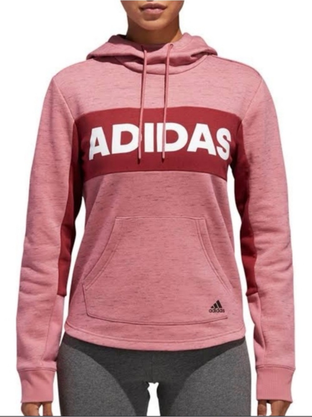 adidas Pink Pullover Hoodie with Maroon Logo Band